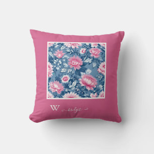 Delft Blue & Pink French Toile Hampton Style Kissen