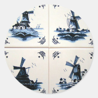 delft blue runder aufkleber