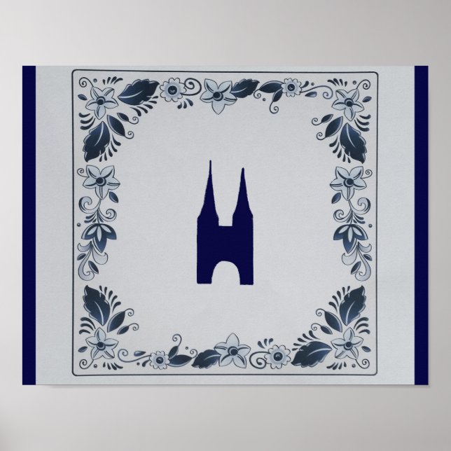 Delft blue tile Eastern Gate in Delft Poster (Vorne)