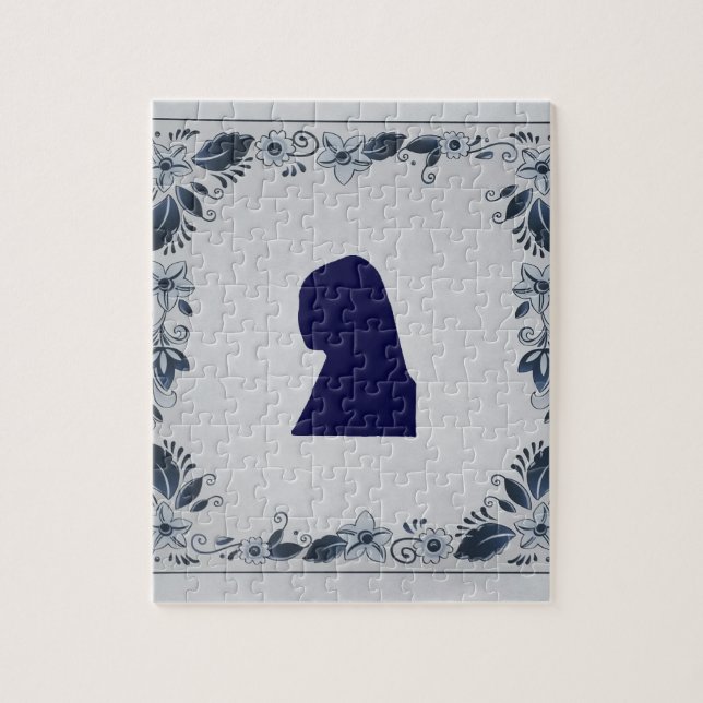 Delft Blue tile Girl mit Pearl Earring Puzzle (Vertikal)