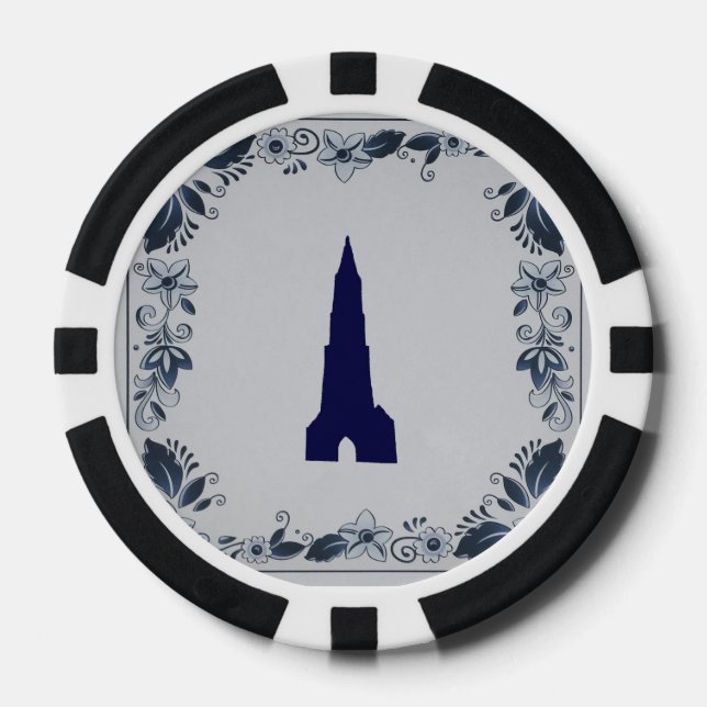 Delft blue tile New Church in Delft Pokerchips (Vorderseite)