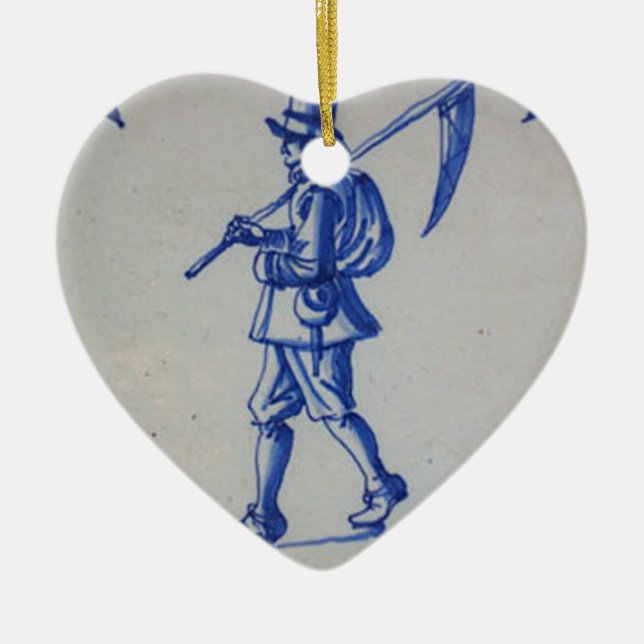 Delft Blue Tile - Rasenmäher, der Scythe oder Sich Keramik Ornament (Vorne)