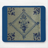Delft Blue Tile - Vase mit Blume und Bouquet