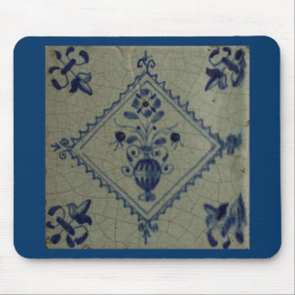 Delft Blue Tile - Vase mit Blume und Bouquet Mousepad