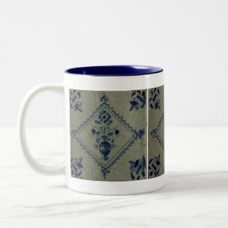 Delft Blue Tile - Vase mit Blume und Bouquet Zweifarbige Tasse