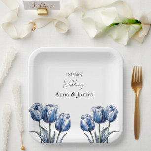 Delft Blue Tulip, custom Pappteller