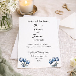 Delft Blue Tulip, kundenspezifisches Foto Hochzeit Einladung