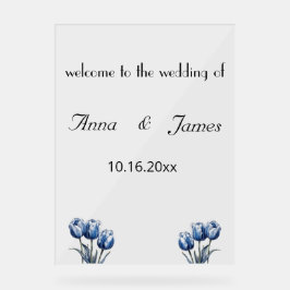 Delft Blue Tulip Wedding Program Acrylschild
