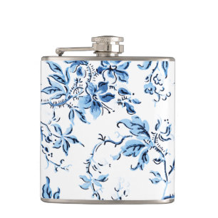 Delft Blue und White Floral Flachmann