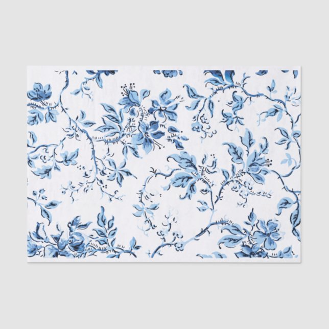 Delft Blue und White Floral Seidenpapier (Vorderseite)