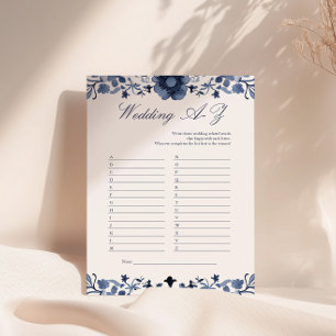 Delft Blue Wedding A-Z Brautparty Game Floral