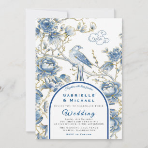 Delft Blue White Chinoiserie Porcelain Hochzeit Einladung