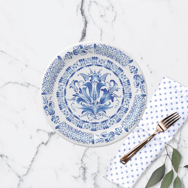 Delft Blue White Dutch Inspiriert Pappteller (Von Creator hochgeladen)