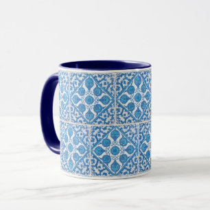Delft Blue White Vintag Imitate Tile Coffee Tasse