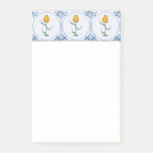 Delft Blue White Yellow Tulip Sticker Post-it Klebezettel