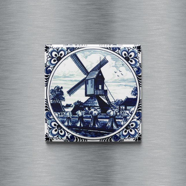 Delft Blue Windmill and Haystacks Painting Magnet (Von Creator hochgeladen)