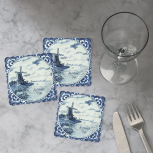 Delft Blue Windmill Waterway Custom Untersetzer