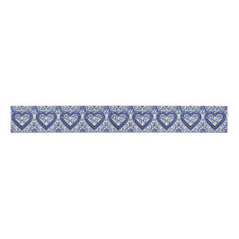 Delft China Style Blue Hearts - Vintag gestrichen Ripsband