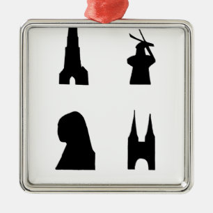 Delft dunkle Silhouette Silbernes Ornament