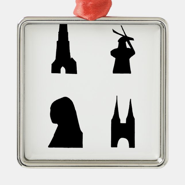 Delft dunkle Silhouette Silbernes Ornament (Vorne)