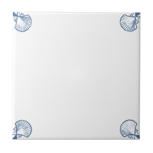 Delft-Feld-Fliese mit Muschel-Ecken Fliese (Vorderseite)