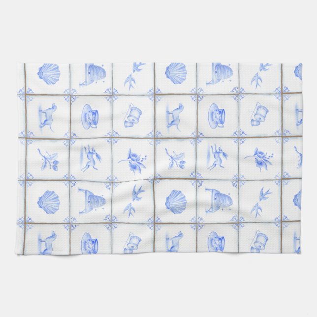 Delft-Fliese Teatowel Geschirrtuch (Horizontal)