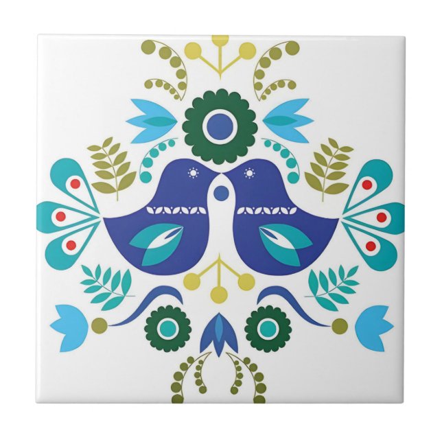 Delft Fliesen Reproduktionen bunte Vögel (Vorderseite)