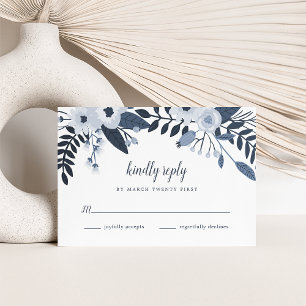 Delft Floral RSVP Card Karte