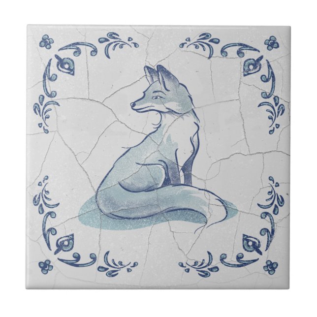 Delft-Fuchs-Keramikfliese Fliese (Vorderseite)