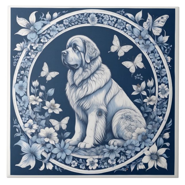 Delft-Garten Neufundländer Tiefblau Fliese (Vorderseite)