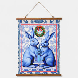 DELFT HOLIDAY BLUES WANDTEPPICH MIT HOLZRAHMEN