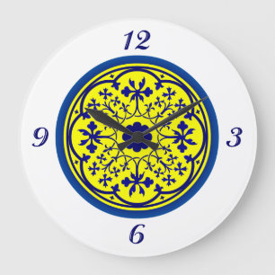 Delft Inspiriert Blau Weiß Gelb Wanduhr