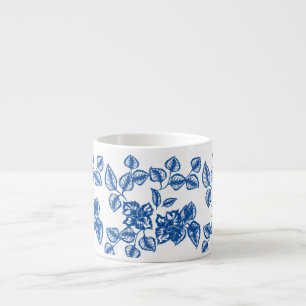 Delft-LIke Blue Floral Print Espressotasse