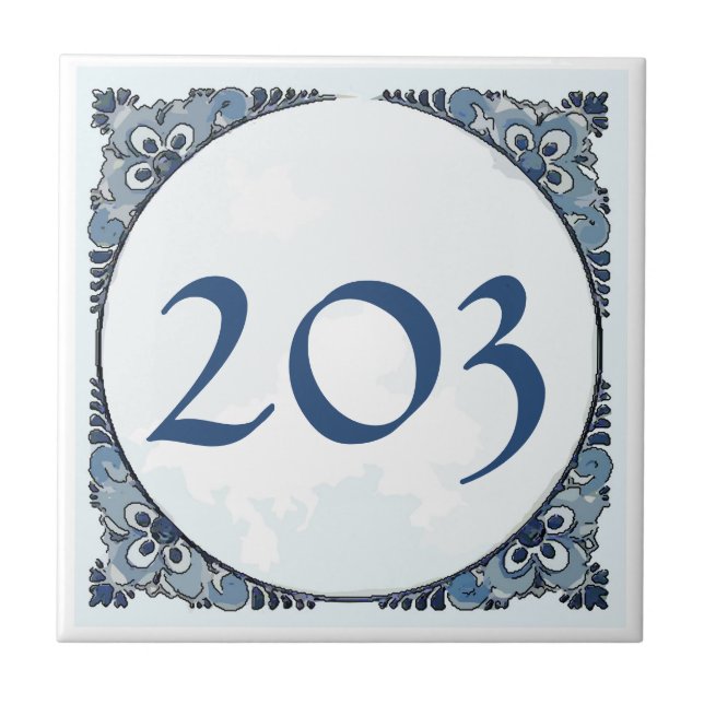 Delft look Tile, House Numbers, Change number Fliese (Vorderseite)