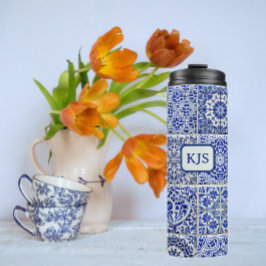 Delft Look Tiles with Your Intials - Hübsch Nieder Thermosbecher