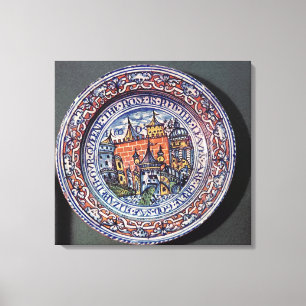 Delft-Platte mit Ansichten des Tower von London Leinwanddruck