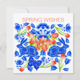 Delft Rabbits and Tulips Card Feiertagskarte