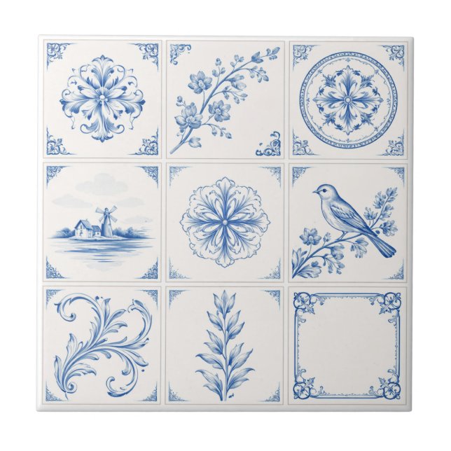Delft Renaissance Blau & Weiß – Klassisch & Modern Fliese (Vorderseite)