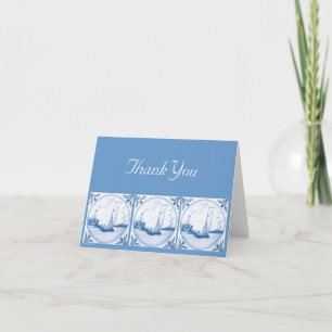 Delft Sailboat Vintag Art Danke Karte