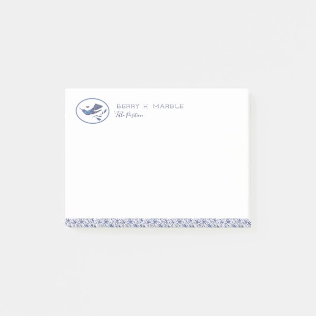 Delft-Summenvögel u. Blätter Post-it Klebezettel (Vorderseite)