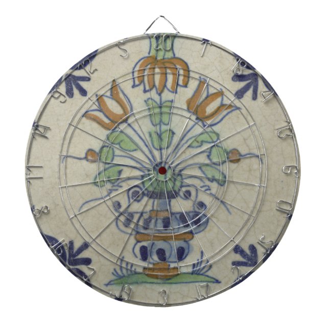 Delft Tile Antique Keramik Blume Pot Dartscheibe (vorne)