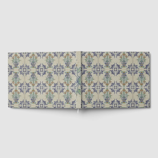 Delft Tile Antique Keramik Blume Pot Gästebuch (Voll)