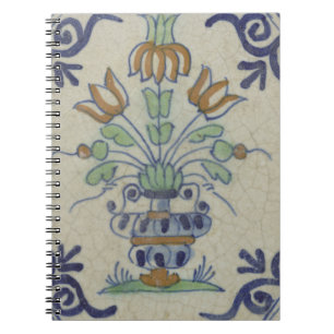 Delft Tile Antique Keramik Blume Pot Notizblock
