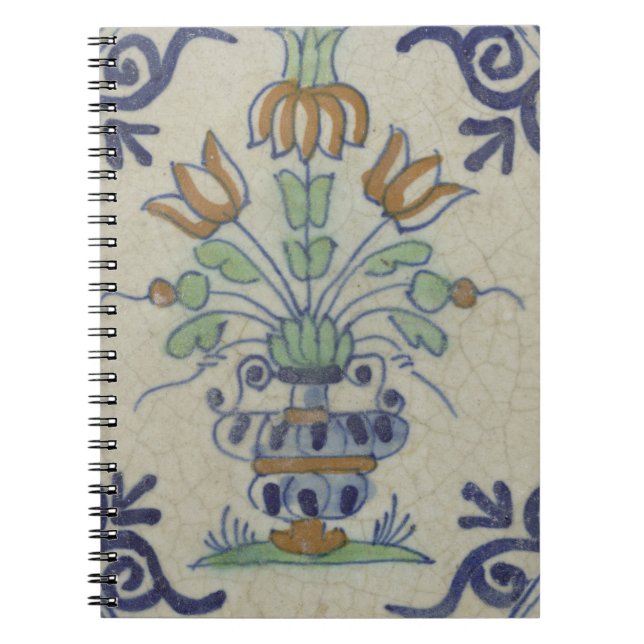 Delft Tile Antique Keramik Blume Pot Notizblock (Vorderseite)