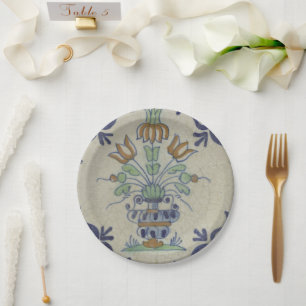 Delft Tile Antique Keramik Blume Pot Pappteller