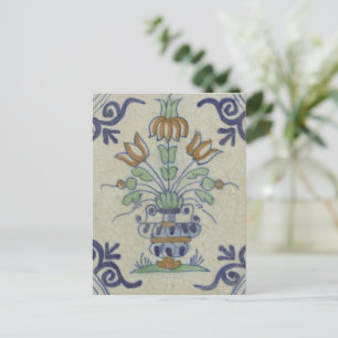 Delft Tile Antique Keramik Blume Pot Postkarte