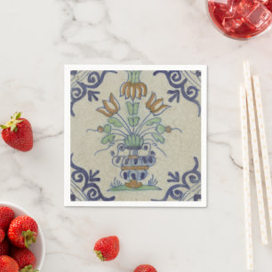 Delft Tile Antique Keramik Blume Pot Serviette