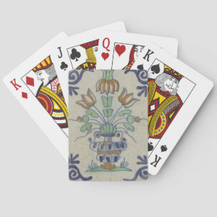 Delft Tile Antique Keramik Blume Pot Spielkarten