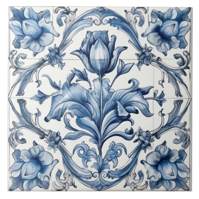 Delft Tile Blau und Weiß Tile Fliese (Vorderseite)