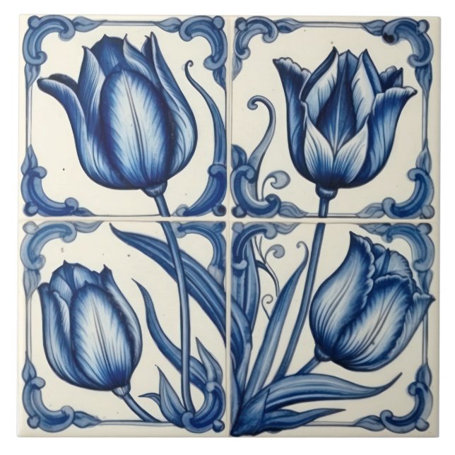 Delft Tile Blau und Weiß Tile Fliese (Vorderseite)